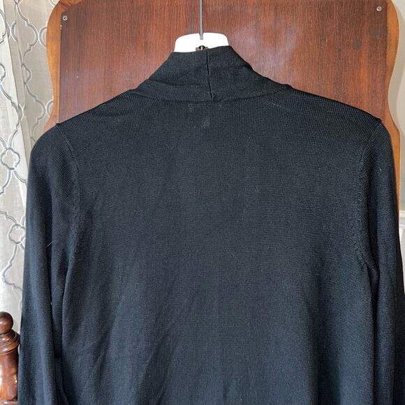 EUC Ella Moss Knit Cardigan Sweater Black Womens Sz Small Long Open Front - Picture 9 of 9